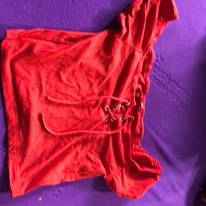 Red off the shoulder crop top